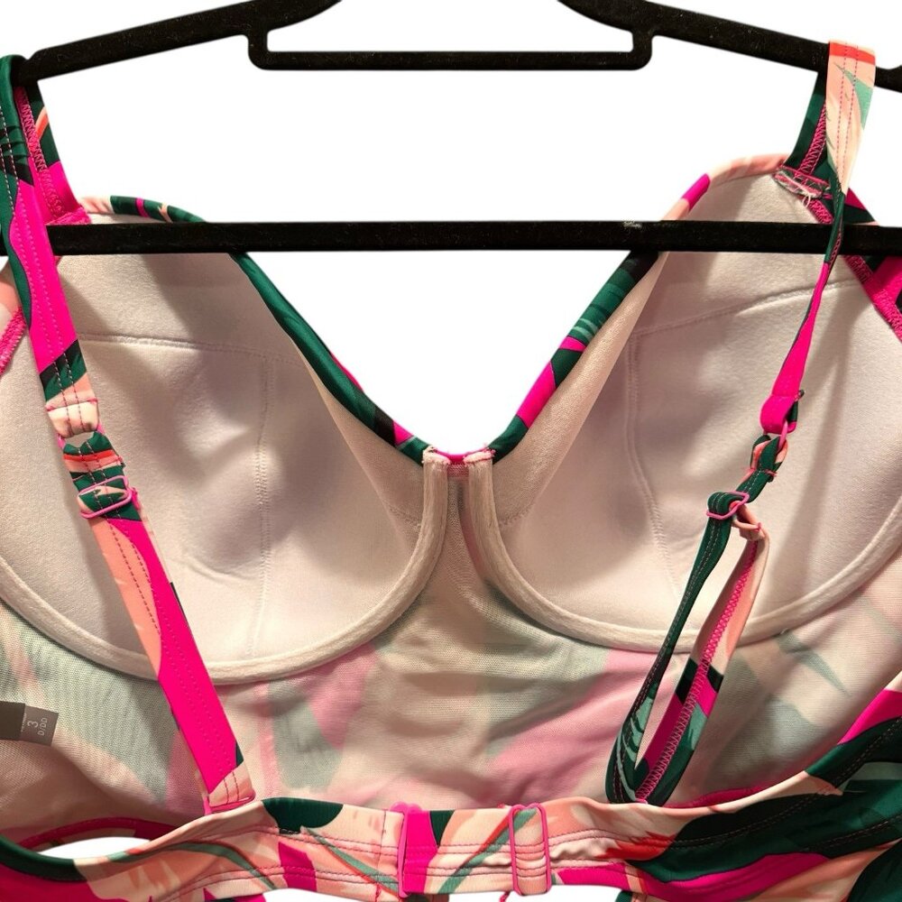 Torrid Bikini Top SIze 3 D-DD Bright Pink Glo Floral Long Line Underwire Beach - Picture 8 of 11